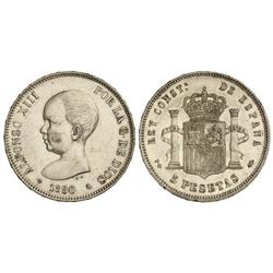 5 Pesetas. -  1890 (*18-90). -  P.G.-M. -  (Rayitas y golpecitos). EBC-. -  -