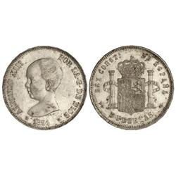 5 Pesetas. -  1891 (*18-91). -  P.G.-M. -  (Rayas, pequeñas oxidaciones). EBC-. -  -