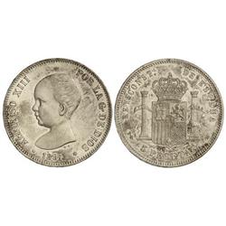 5 Pesetas. -  1891 (*_ - 91). -  P.G.-M. -  (Manchitas y pequeñas rayitas). EBC-. -  -