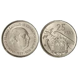 25 Pesetas. -  1957 (*58). -  Con PLUS. Color original. (Rayitas). SC. -  -