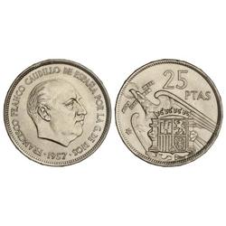25 Pesetas. -  1957 (*71). -  Con PLUS. Procedente de tira F.N.M.T. PRUEBA. -  -