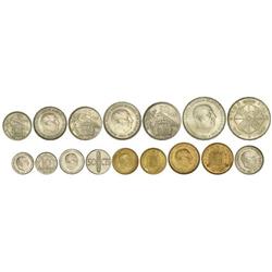 Serie 8 monedas 10 Céntimos a 100 Pesetas. -  (*71). -  En tira original F.N.M.T. La de 100 Pesetas