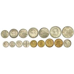 Serie 8 monedas 10 Céntimos a 100 Pesetas. -  (*71). -  En tira original F.N.M.T. La de 100 Pesetas