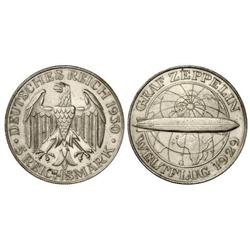 5 Reichsmark. -  1930-G. -  AR. Zeppelin. KM-68. EBC. -  -