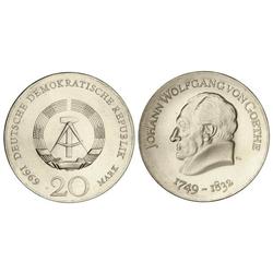 20 Marcos. -  1969. -  AR. 240 aniversario Nacimiento de Goethe. KM-25. SC. -  -