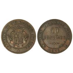 10 Céntimos. -  1875. -  AE. (Leves oxidaciones). X-2. MBC+. -  -