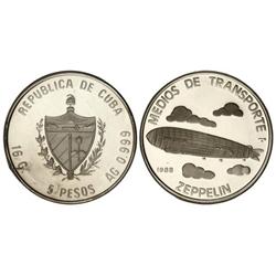 5 Pesos. -  1988. -  AR. Zeppelín. Tirada: 3.000 piezas. KM-220.1. PROOF. -  -