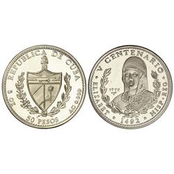 50 Pesos. -  1990. -  AR. V Centenario Isabel ´La Católica´. KM-296. PROOF. -  -