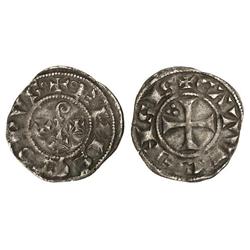 Óbolo. -  (1237-1280). -  GERAUD IV. -  CAHORS (Lenguadoc). -  Anv.: ¶EPICOPVS.. Báculo entre tres c
