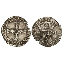 1/4 Ecu. -  1604. -  ENRIQUE IV. -  NANTES. -  Anv.: HENR(ICV)S.IIII.D.G.FRANC.ET.NAVA.REX. Cruz. Re