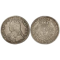 1 Ecu. -  1726-A. -  LUIS XV. -  AR. (Rayitas de ajuste en canto de anverso. Pequeños golpecitos y p