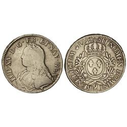 1 Ecu. -  1732-9. -  LUIS XV. -  RENNES. -  AR. (Pequeños golpecitos y pequeñas rayitas). C-42.27. B