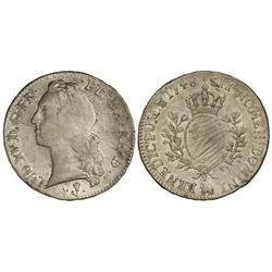 1 Ecu. -  1748-BD. -  LUIS XV. -  PAU. -  AR. (Múltiples rayas de ajuste en reverso). C-47.30. MBC-.