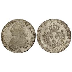 1 Ecu. -  1775-W. -  LUIS XVI. -  LILLE. -  AR. (Pequeños golpecitos y rayitas). C-78.15. MBC-. -  -