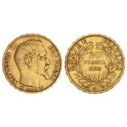 20 Francos. -  1859-BB. -  NAPOLEÓN III. -  ESTRASBURGO. -  AU. (Golpecitos). KM-781.2. MBC. -  -