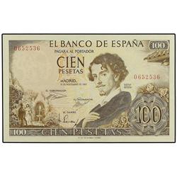 Lote 15 billetes 100 Pesetas. -  19 Noviembre 1965. -  Bécquer. Sin Serie y Series B, E, Q, V, 1A, 1