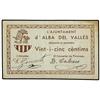 Image 1 : 25 Cèntims. -  1937. -  Aj. d´ALBA DEL VALLÈS. -  Conseller de Finances: Cabrero. (Pequeña mancha en