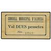 Image 1 : 2 Pessetes. -  C.M. d´ALBESA. -  Cartón. RARO. AT-64a; T-85. MBC+. -  -