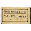 Image 1 : 1 Pesseta. -  C.M. d´ALBESA. -  Cartón. ESCASO. AT-65; T-86. MBC. -  -