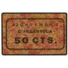 Image 1 : 50 Cèntims. -  Aj. d´ARGENSOLA. -  Cartón. Sin tampón. RARO. AT-200b; T-255b. SC. -  -