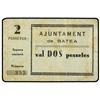 Image 1 : 2 Pessetes. -  Aj. de BATEA. -  Cartón. RARO. AT-324; T-389. MBC+. -  -