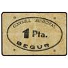 Image 1 : 1 Pesseta. -  C.M. de BEGUR. -  Cartón. AT-346; T-414. MBC. -  -