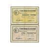 Image 1 : Lote 2 billetes 50 Cèntims y 1 Pesseta. -  10 Abril 1937. -  C.M. de BESALÚ. -  AT-428/29; T-504/05.