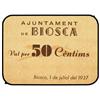 Image 1 : 50 Cèntims. -  1 Julio 1937. -  Aj. de BIOSCA. -  Cartón. ESCASO. AT-442a; T-518. SC. -  -