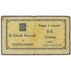 Image 1 : 50 Cèntims. -  Agost 1937. -  C.M. de CAPÇANES. -  ESCASO. AT-651; T-762. MBC. -  -