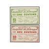 Image 1 : Lote 2 billetes 5 y 10 Cèntims. -  Desembre 1937. -  Aj. de CASTELLET DE LLOBREGAT. -  AT-721/22; T-