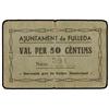 Image 1 : 50 Cèntims. -  Aj. de FULLEDA. -  Cartón. Sin tampón al dorso. (Pequeñas roturas). RARO. AT-1073a; T