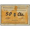 Image 1 : 50 Cèntims. -  Setembre 1937. -  Aj. de GISCLARENY. -  RARO. AT-1135; T-1313. MBC. -  -