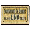 Image 1 : 1 Pesseta. -  Aj. de GOLMÉS. -  Cartón. (Algo sucio). RARO. AT-1146; T-1324. MBC+. -  -