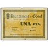 Image 1 : 1 Pesseta. -  Juliol 1937. -  Aj. de GÓSOL. -  (Pequeñas roturas). RARO. AT-1148; T-1326. MBC. -  -