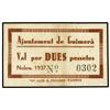 Image 1 : 2 Pessetes. -  Novembre 1937. -  Aj. de GUIMERÀ. -  Cartón. RARO. AT-1219; T-1396. EBC-. -  -