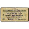 Image 1 : 1 Pesseta. -  Març 1937. -  Aj. de GUISSONA. -  Signatura en tinta azul. (Algo sucio). ESCASO. AT-12