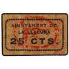 Image 1 : 25 Cèntims. -  Aj. de LA LLACUNA. -  Cartón. ESCASO. AT-1315; T-1501. MBC+. -  -