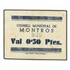 Image 1 : 50 Cèntims. -  C.M. de MONTROS. -  Cartón. (Manchitas). RARO. AT-1608; T-1844. MBC+. -  -