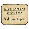 Image 1 : 1 Pesseta. -  Aj. d´ODENA. -  Cartón. (Algo sucio). ESCASO. AT-1669; T-1918. MBC+. -  -