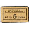 Image 1 : 5 Cèntims. -  Aj. de el PALAU D´ANGLESOLA. -  Cartón. RARO. AT-1757; T-2018. MBC-. -  -