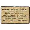 Image 1 : 50 Cèntims. -  Març 1937. -  Aj. de PASSANANT. -  ESCASO. AT-1784; T-2068. MBC. -  -