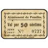 Image 1 : 50 Cèntims. -  Juny 1937. -  Aj. de PENELLES. -  Cartón. ESCASO. AT-1880; T-2084. MBC+. -  -