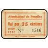 Image 1 : 25 Cèntims. -  Juny 1937. -  Aj. de PENELLES. -  Cartón. ESCASO. AT-1801; T-2085. MBC. -  -