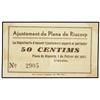 Image 1 : 50 Cèntims. -  1 Febrer 1937. -  Aj. de PLANA DE RIUCORP. -  (Manchitas en los ángulos). RARO. AT-18