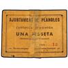 1 Pesseta. -  Aj. de PLANOLES. -  Cartón. (Dos mitades de distinto billete unidas con papel adhesivo