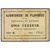 1 Pesseta. -  Aj. de PLANOLES. -  Cartón. Serie B.(Sucio. Pequeñas roturas). MUY RARO. AT-1877; T-21