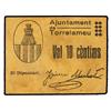Image 1 : 10 Cèntims. -  Aj. de TORRELAMEU. -  Cartón. (Manchas). ESCASO. MBC+. -  -