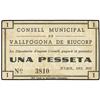Image 1 : 1 Pesseta. -  Juliol 1937. -  C.M. de VALLFOGONA DE RIUCORP. -  ESCASO. AT-2665d; T-3084d. MBC. -  -