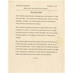 JFK Cuban Trade Embargo Release