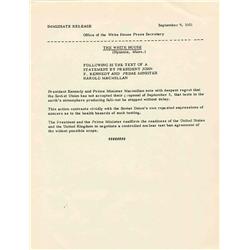 JFK Press Release 1961